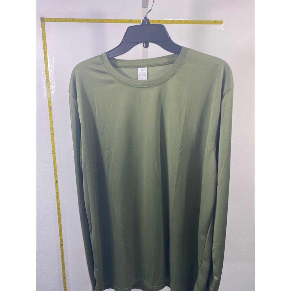 Mens Long Sleeve Activewear Mesh T-Shirt Olive Green XXL Performance GymTop. NWT